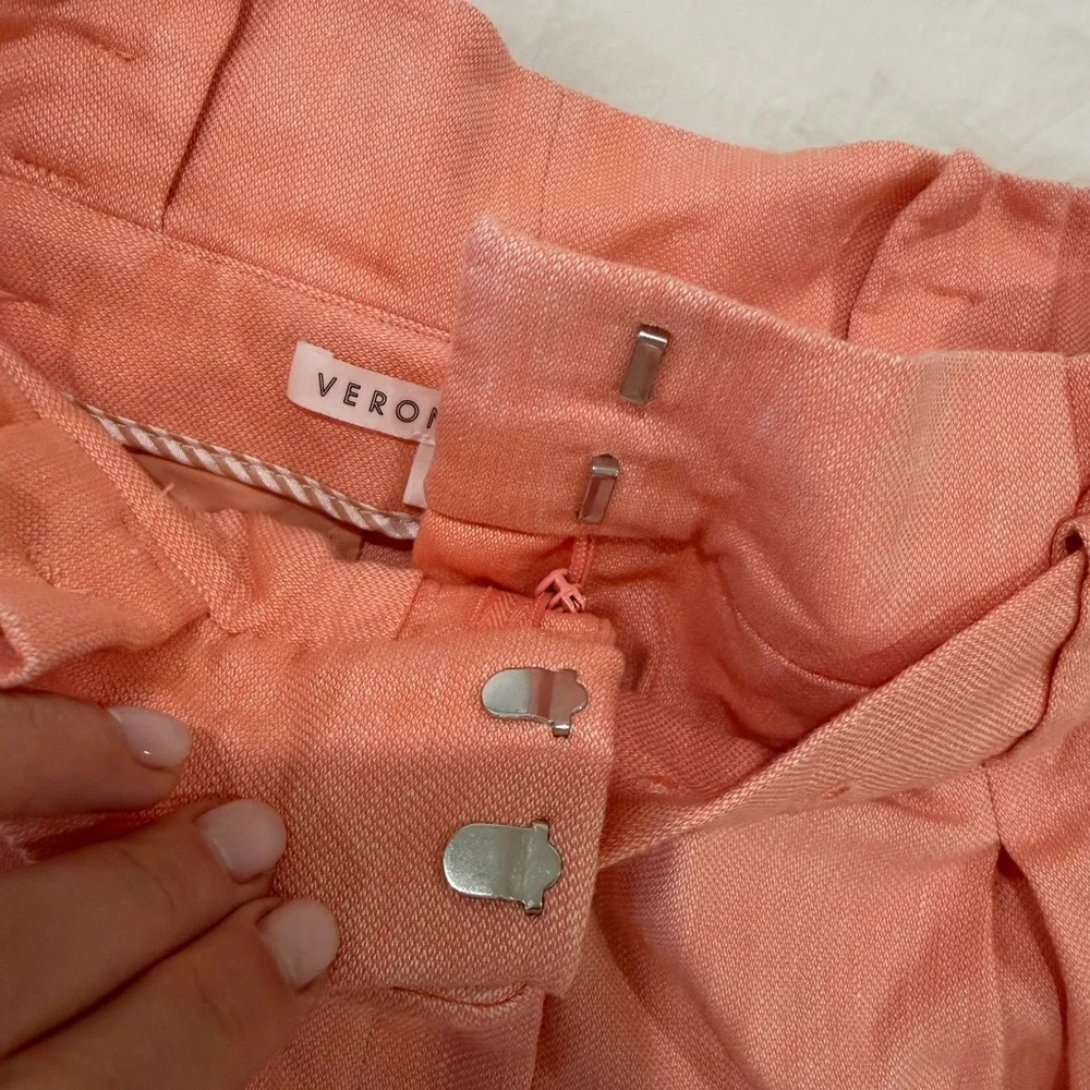 Veronica Beard Coral Linen Shorts with Belt - Picture 7 of 11